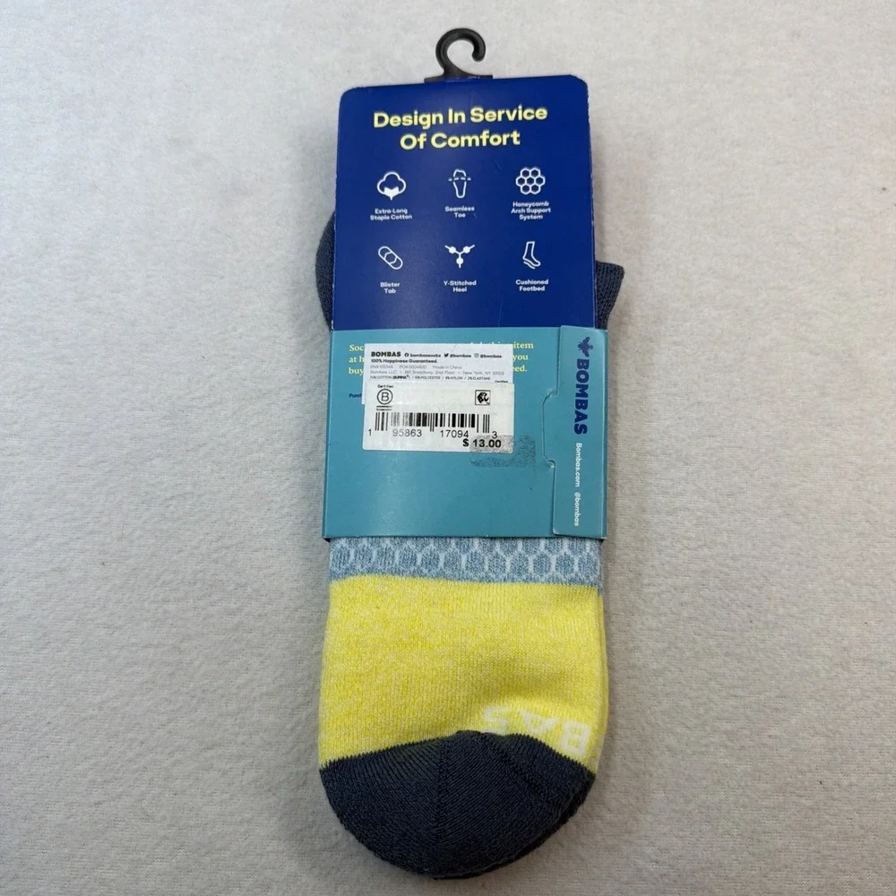 Bombas Ankle Socks Men's Size Large 9.5-13 Blue Gray Performance Cotton New